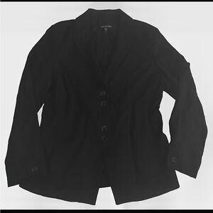 Eileen Fisher Size Small Button Down Blazer Black Stretch Lined Jacket